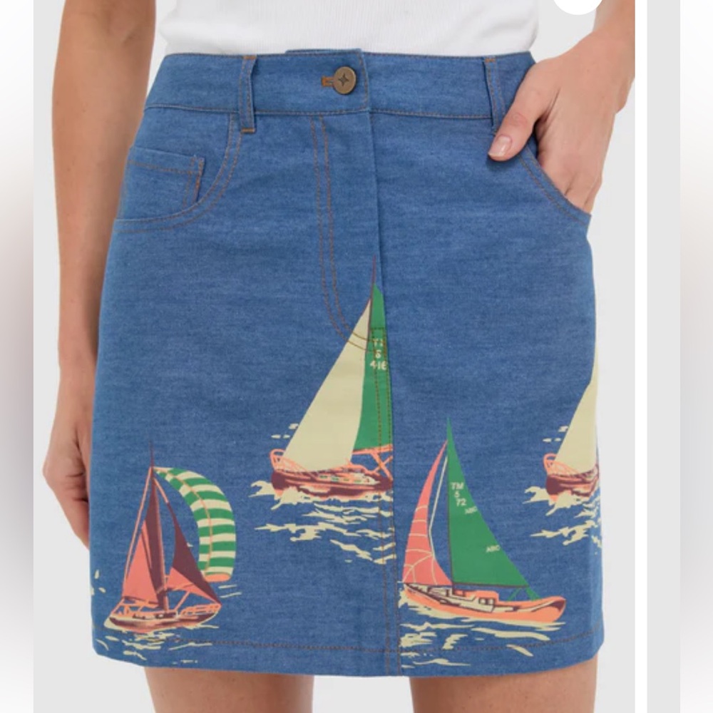 Tuckernuck Blue Mini Skirt with Sailboat Design - Picture 5 of 11